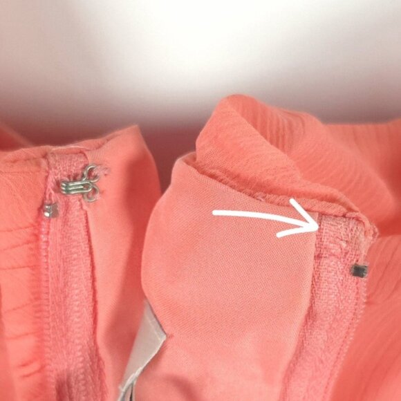 DAVID’S‎ BRIDAL One Shoulder Ruffle Ruched Faux Wrap Chiffon Sheer Dress Size 6 - Picture 11 of 12